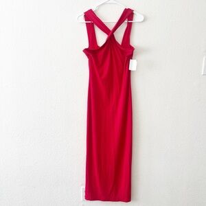NWT Michael Stars Opaline MIDI‎ Dress Ultra Rib MIDI Dress Slit Large Red